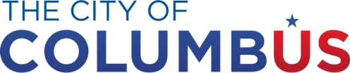 The text The City of Columbus presents Columbus in blue and red, highlighting a star inside the letter U, reflecting the creativity akin to a top-notch digital marketing company.
