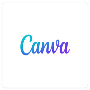 The Canva logo, perfectly suited for any digital marketing agency, features Canva in a cursive, gradient font transitioning from blue to purple, elegantly centered on a white background with rounded corners.