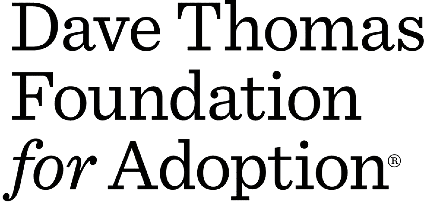 Dave Thomas Foundation for Adoption logo in bold black font on a transparent background, perfectly suited for a digital marketing agency to enhance brand awareness.
