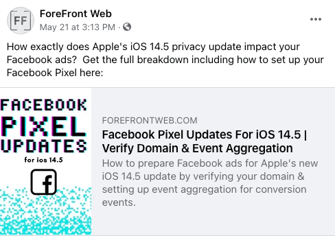obvious CTA example on facebook post