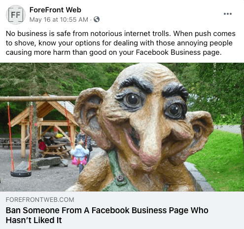 subtle CTA example on Facebook post
