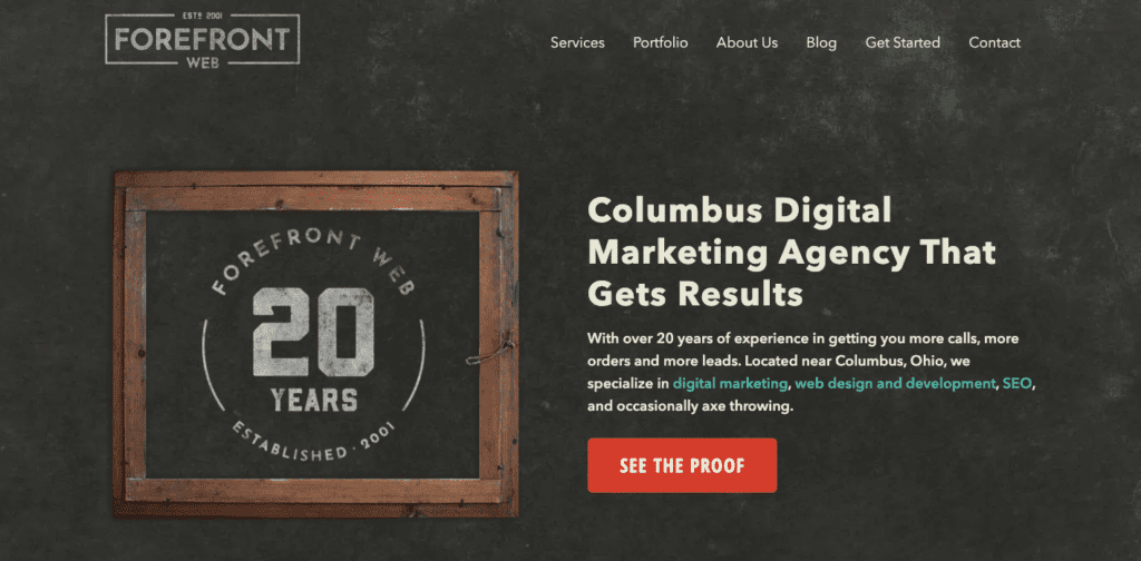 forefront web home page with CTA examples