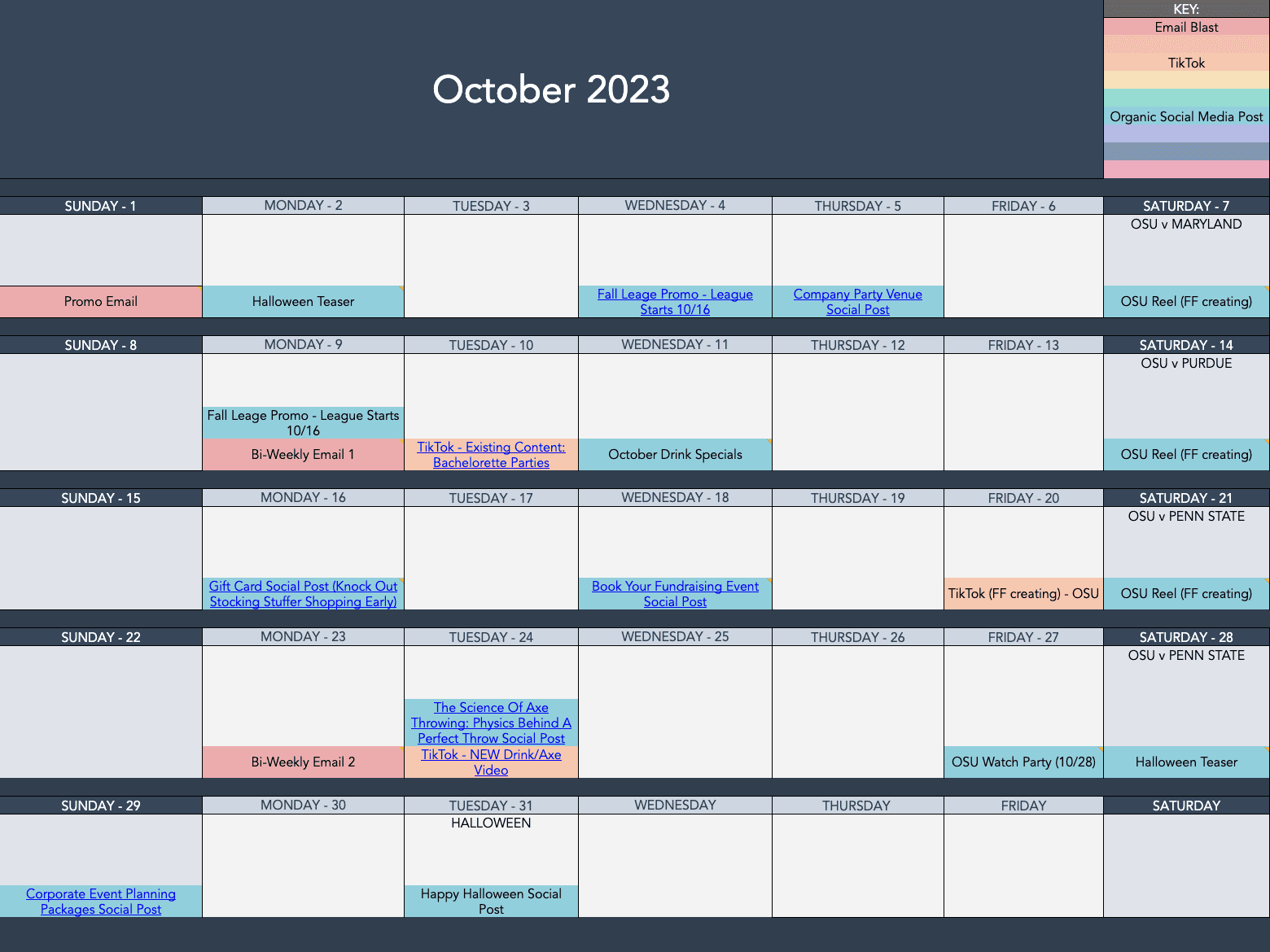 forefront webs holiday content calendar